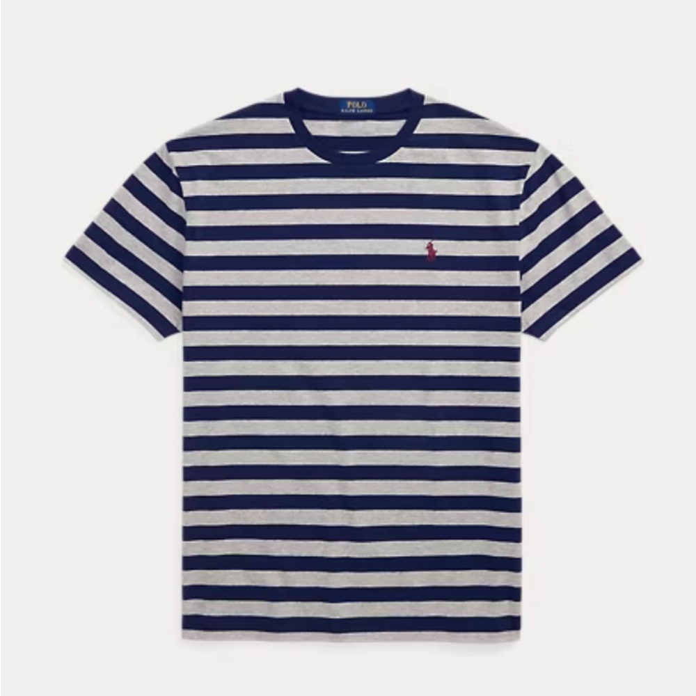 🆕 Polo Ralph Lauren Classic Fit Striped Jersey T-Shirt.Andover Heather/Navy, 2XL